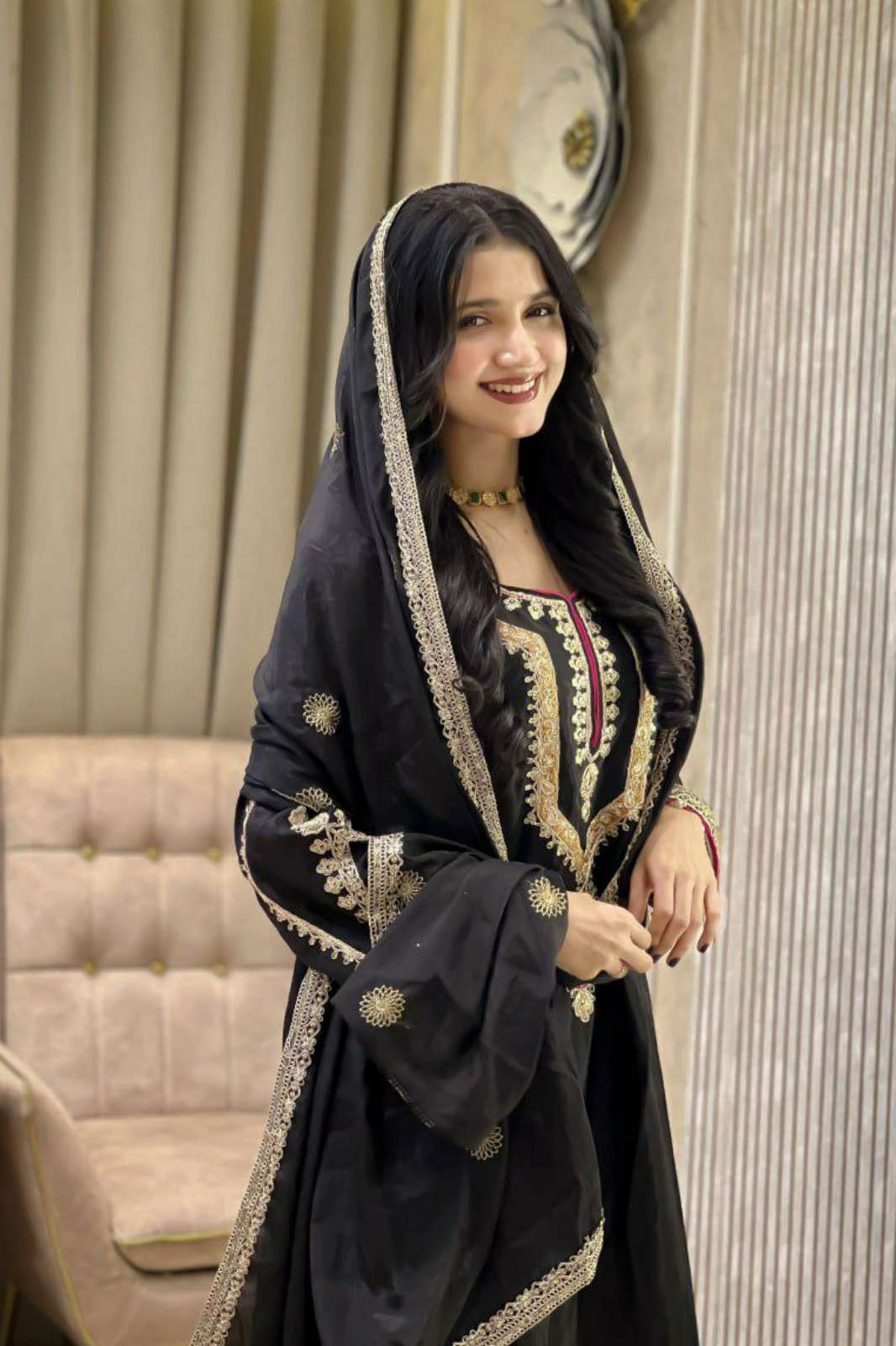 SHRI BALAJI PRESENTS DV 25348 READY TO WEAR PAKISTANI STYLE PLAZZO SUIT WITH EMBROIDERED SEQUENCE WORK