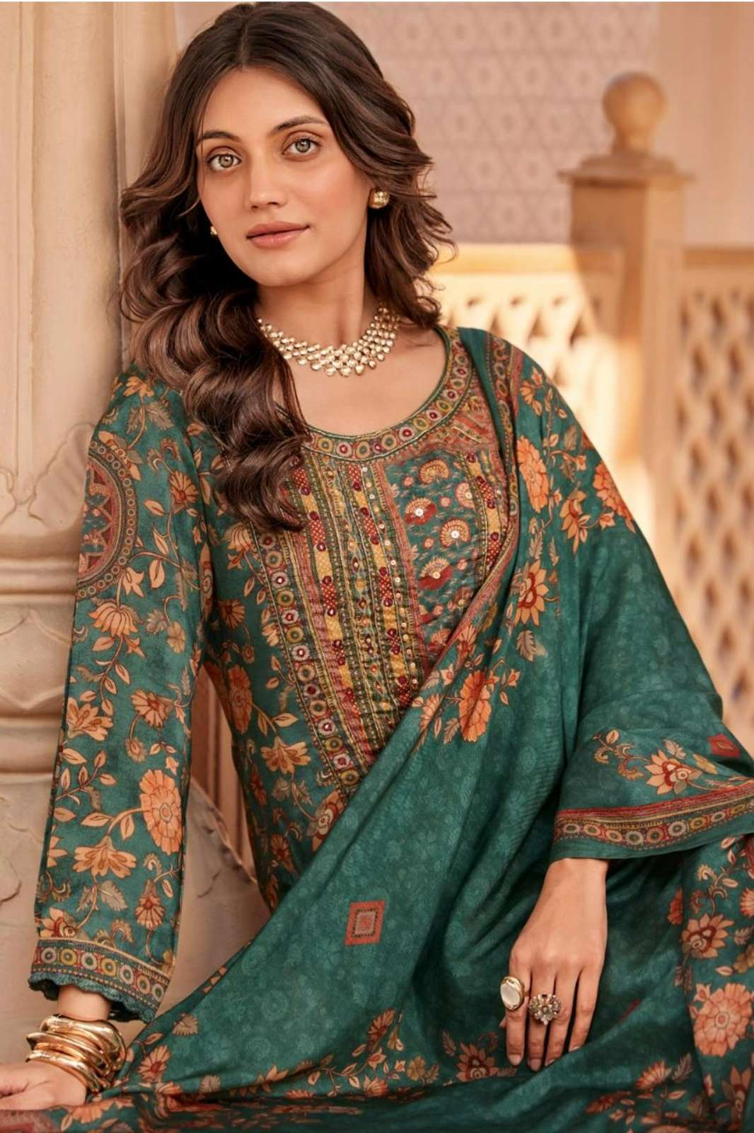 VARSHAA KALAM VISCOSE MUSLIN DIGITALLY PRINTED & HAND SEQUENCE WORK