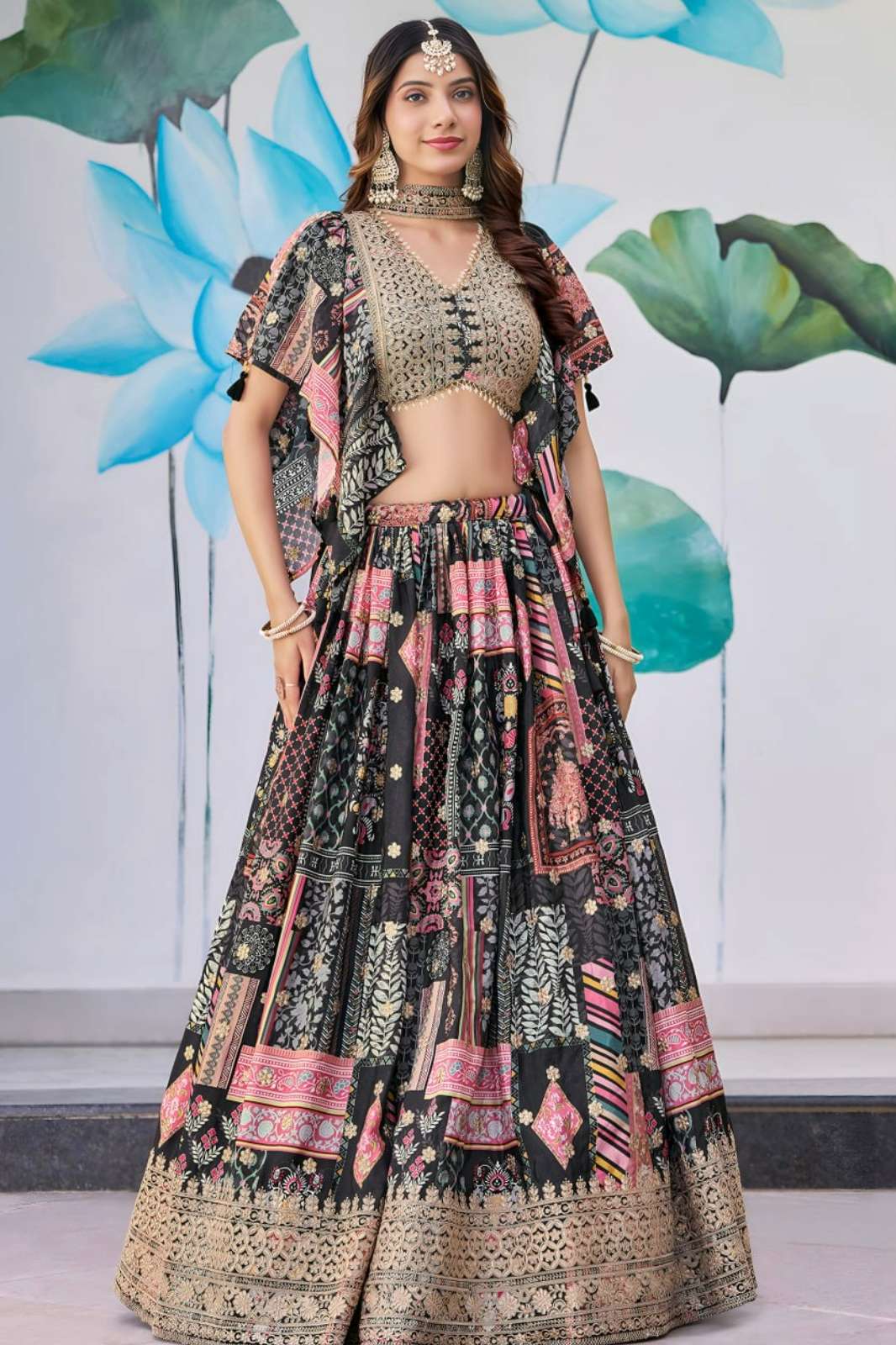 ZEEL 7050 Black Sequins zari Embroidered Work Party wear Lehenga