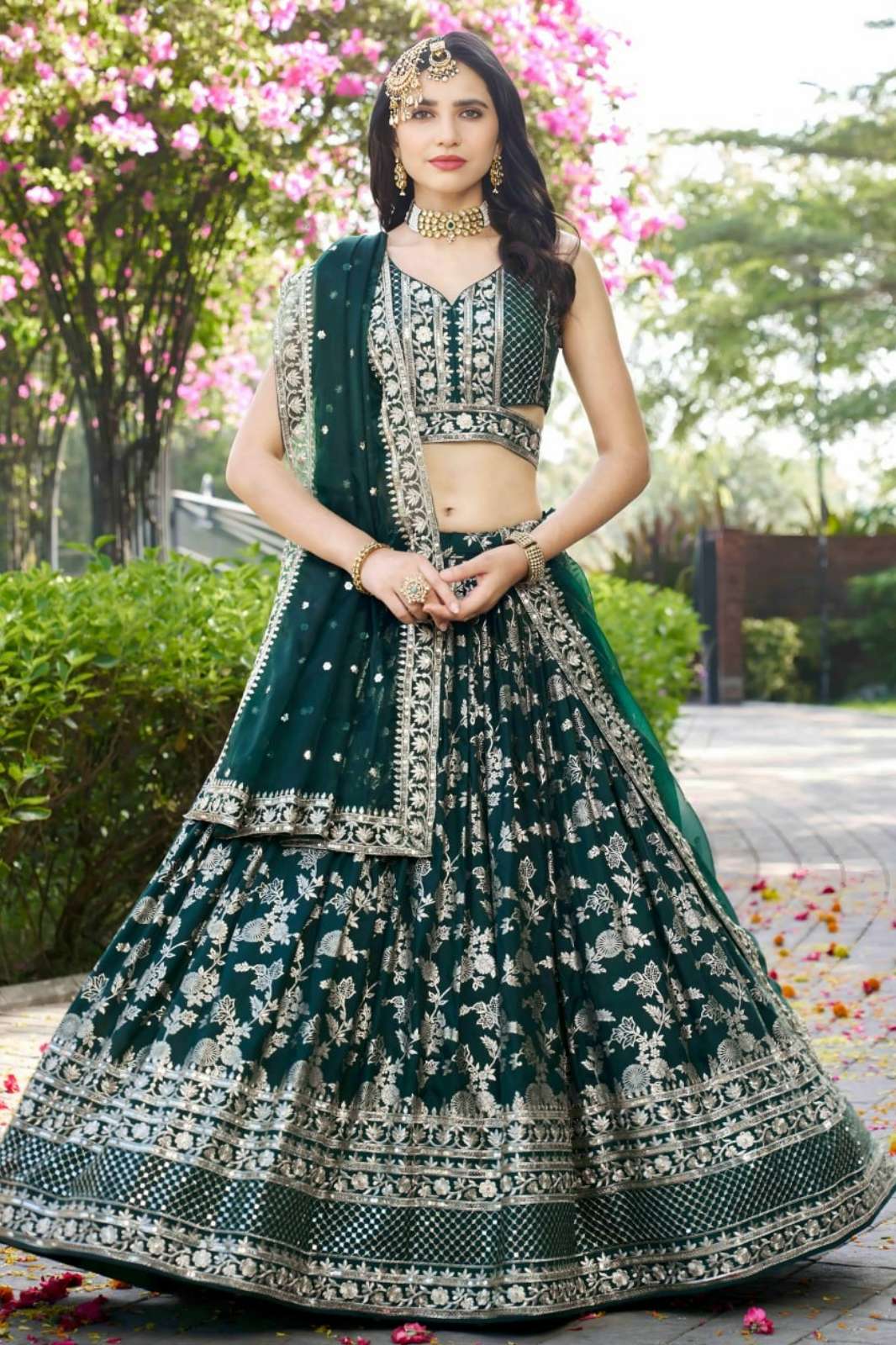 ZEEL 7100 Green Sequins and Zari Embroidery Work Party wear Lehenga 