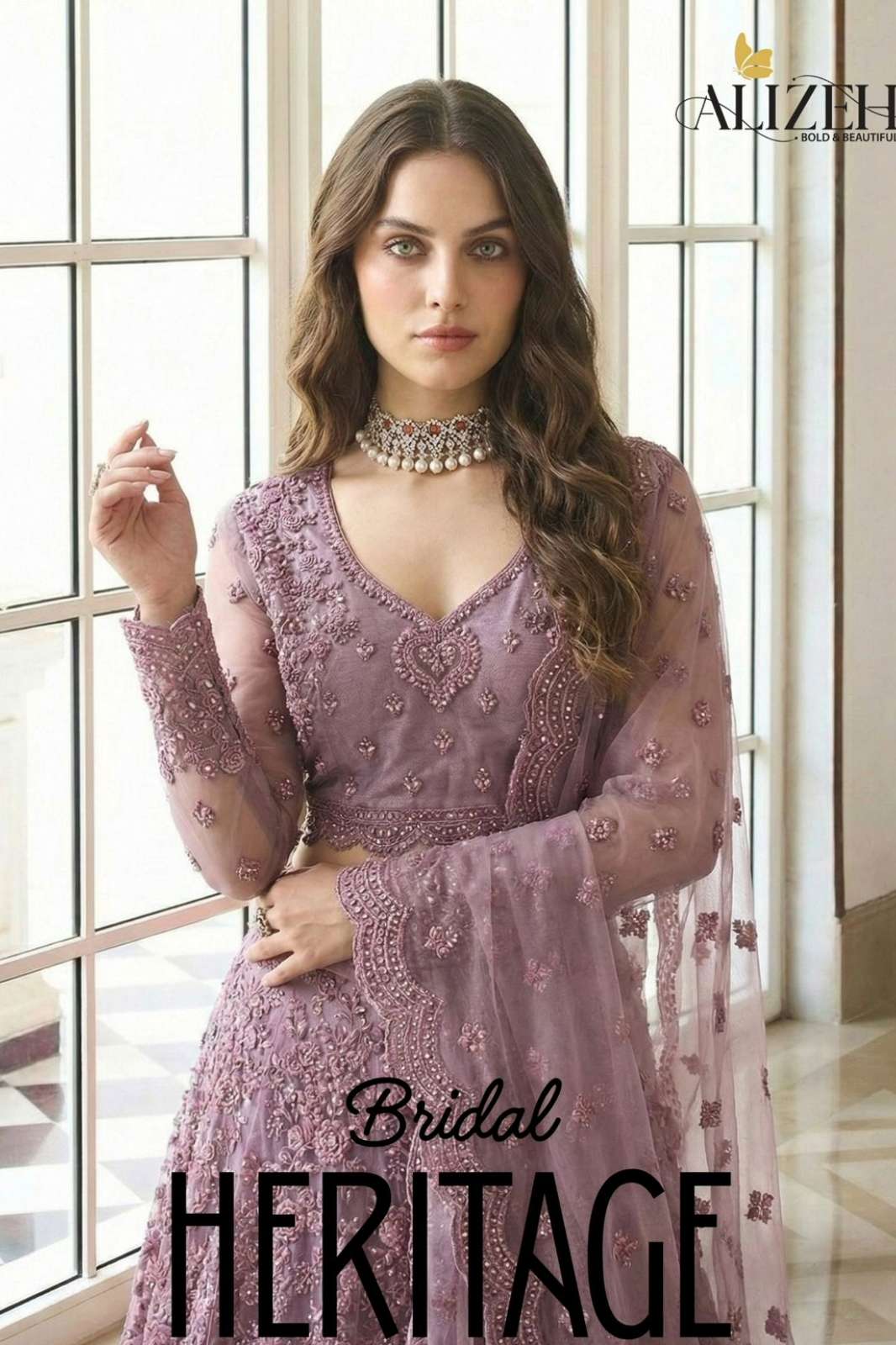 ALIZEH 1074 COLOURS Beautiful Butterfly Net Embroidered Wedding wear Lehenga