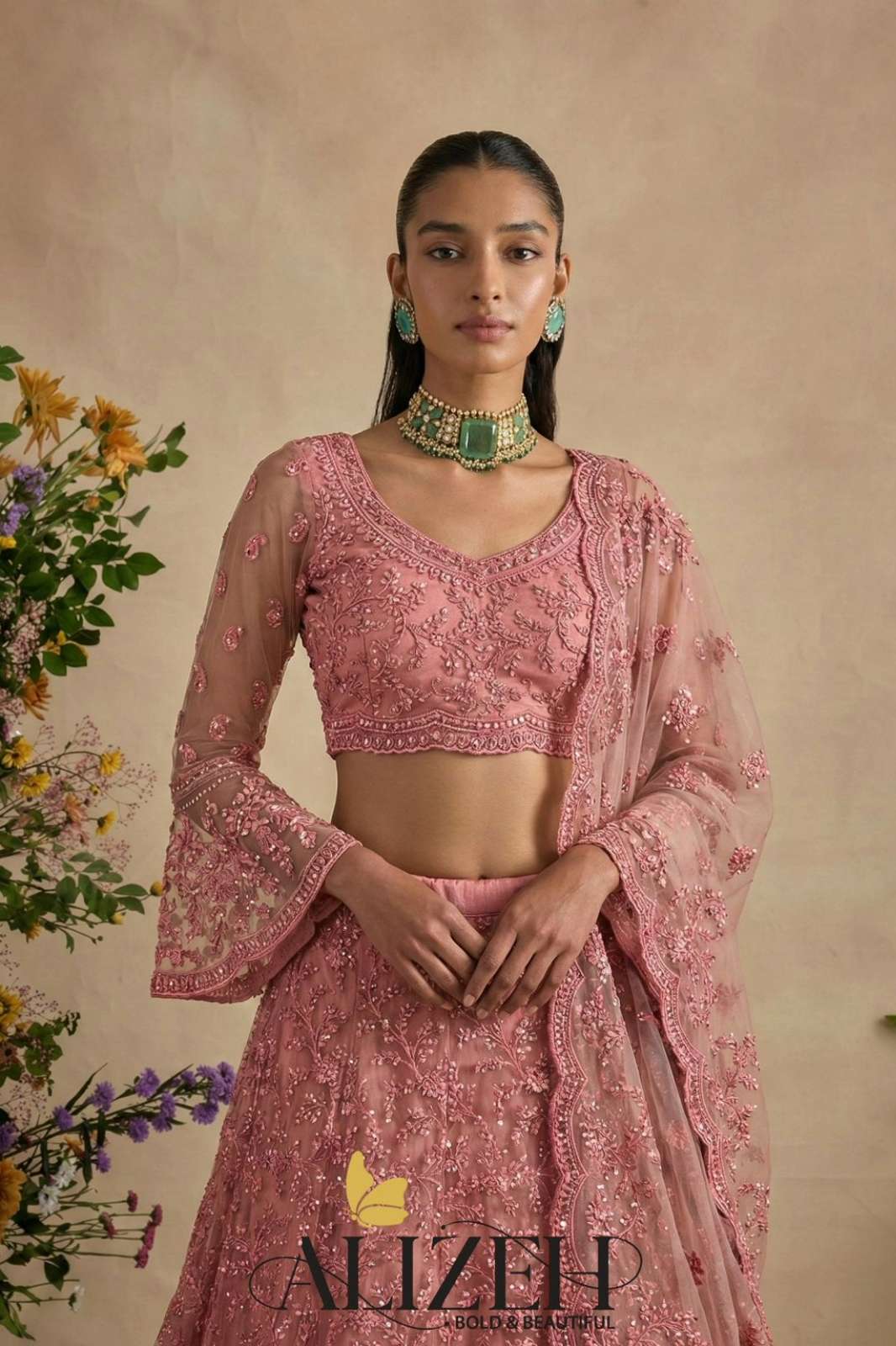 ALIZEH 1082 COLOURS BEAUTIFUL SILK EMBROIDERED WEDDING WEAR LEHENGA 