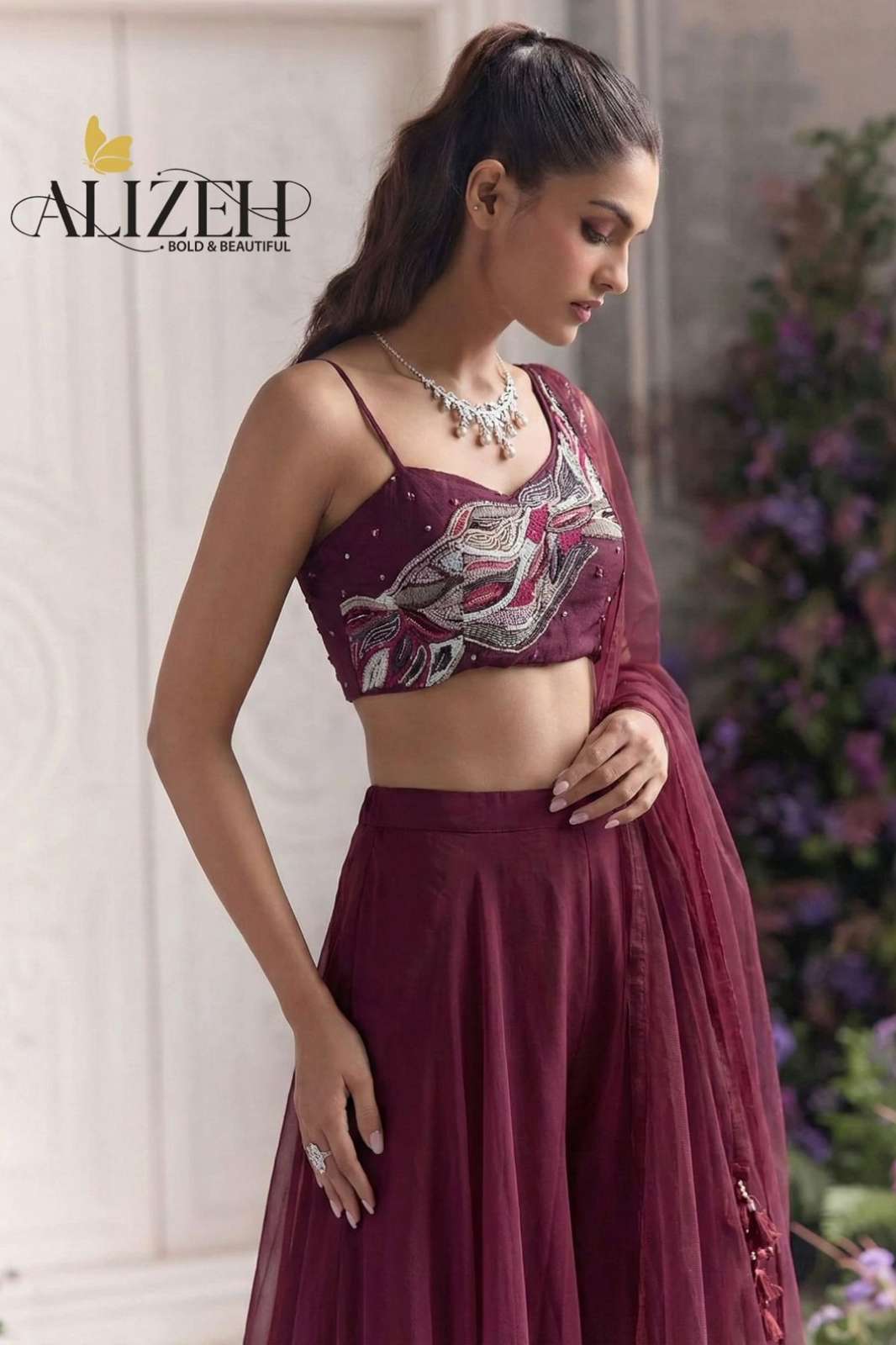 ALIZEH SERIES 9008 9009 Beautiful Readymade Flared Plazzo with Choli and dupatta 