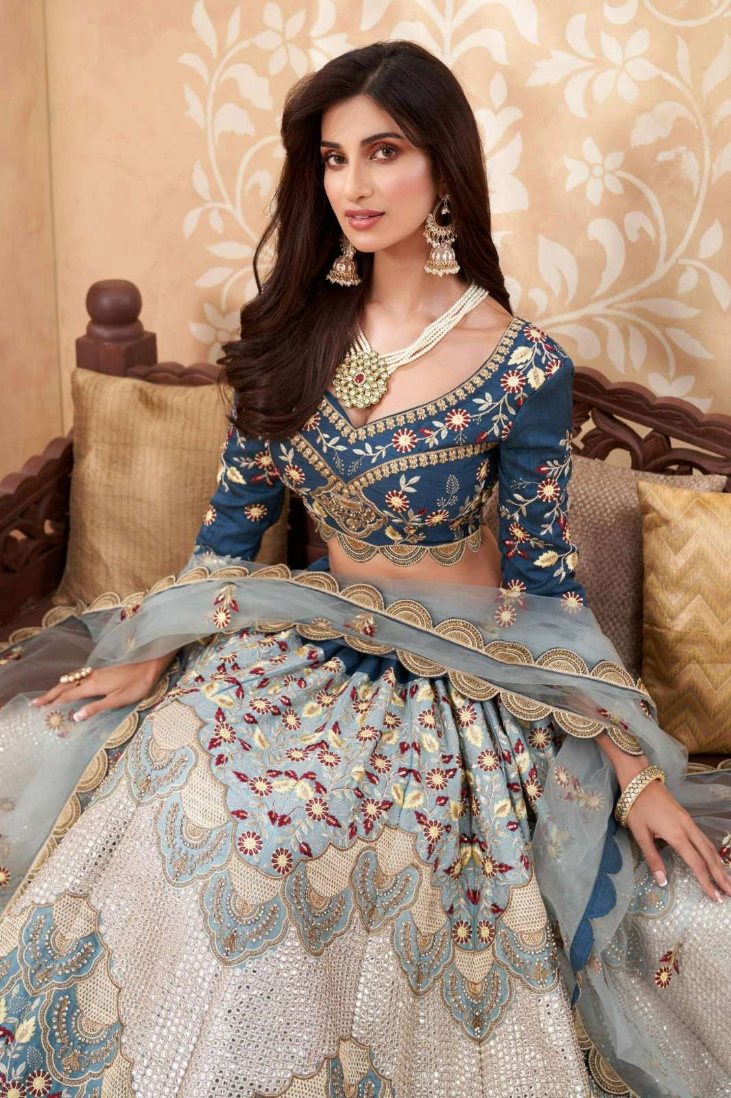 ALIZEH SPARKLE HIT DESIGN 1040 Beautiful Silk Embroidered Wedding wear Lehenga
