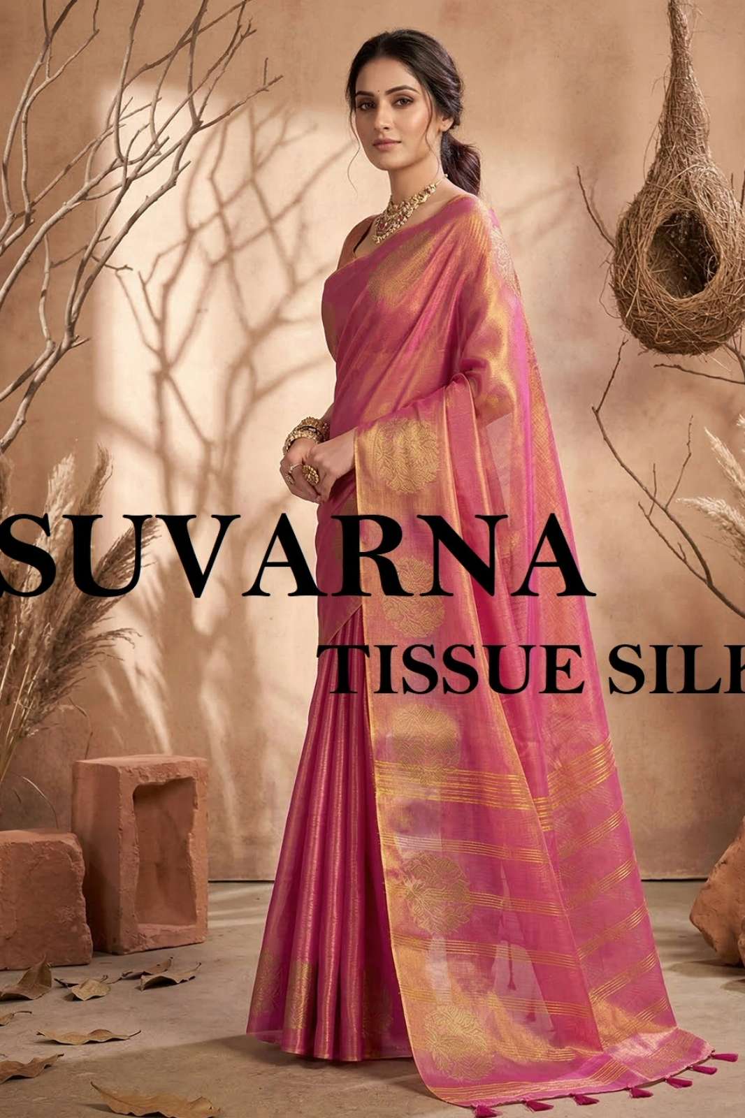 ASTITA Suvarna Tissue Silk Beautiful Silk Designer Festival Wear Saree