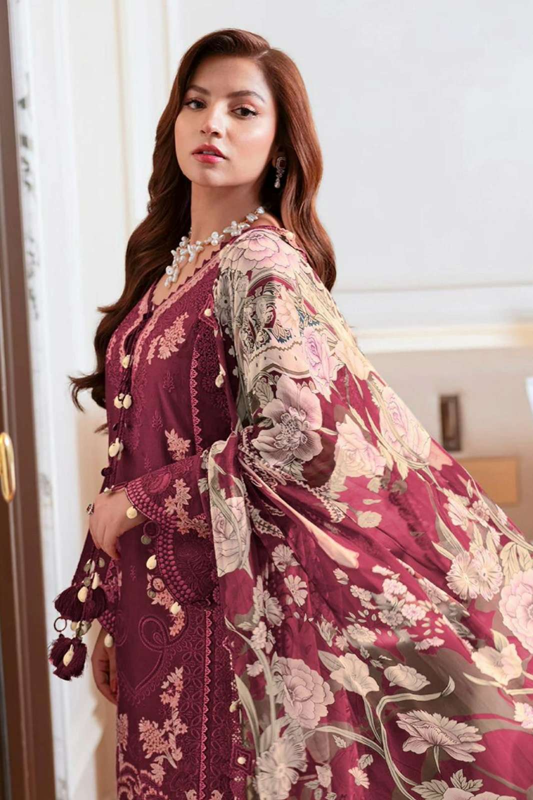 Deepsy Suits OMBRE Starlet 1611 Pure cotton with heavy self embroidery suit  