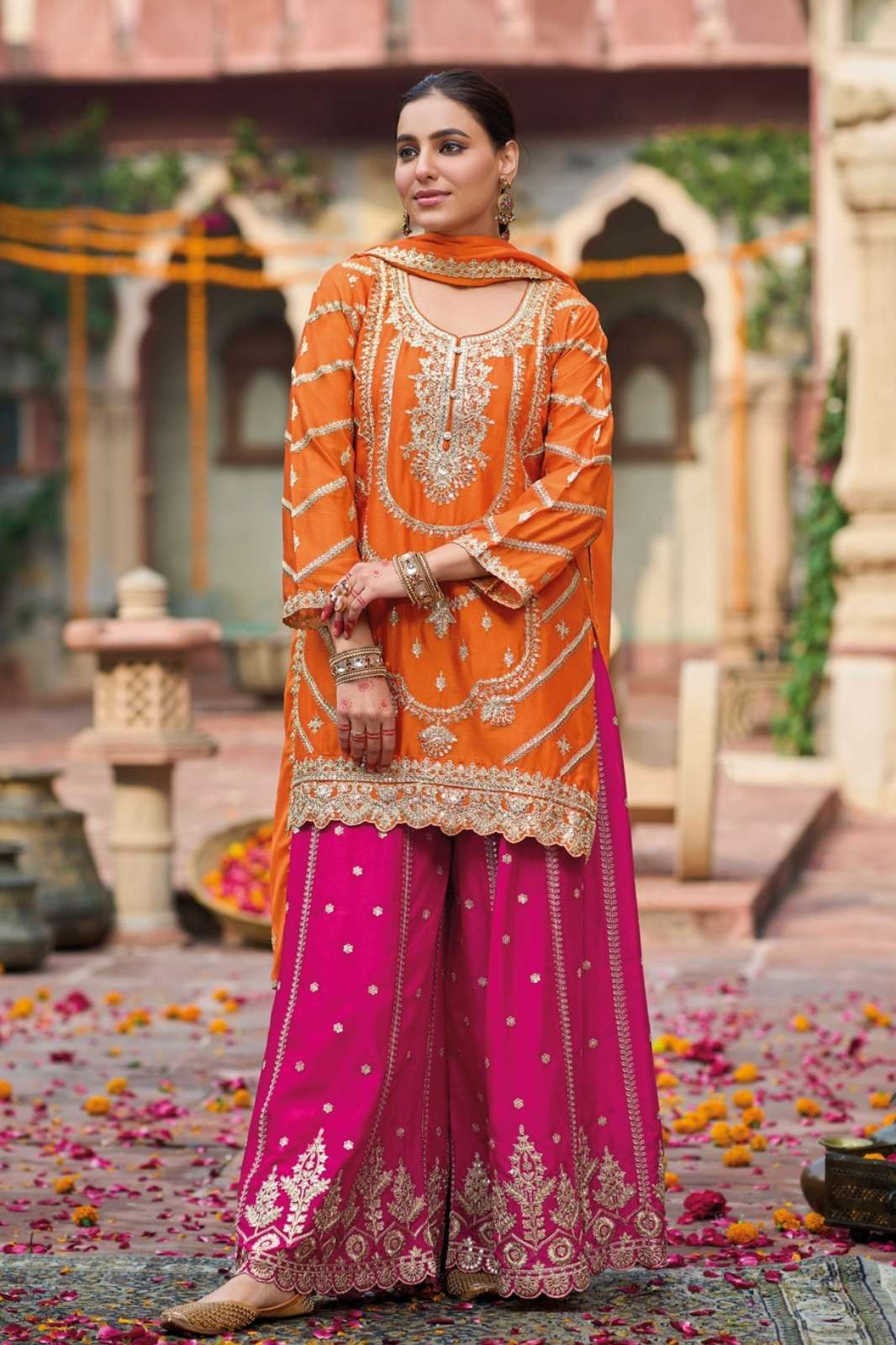 Eba 1797 to 1798 Ready to Wear Sequence and Embroidered  work Chinon Suit