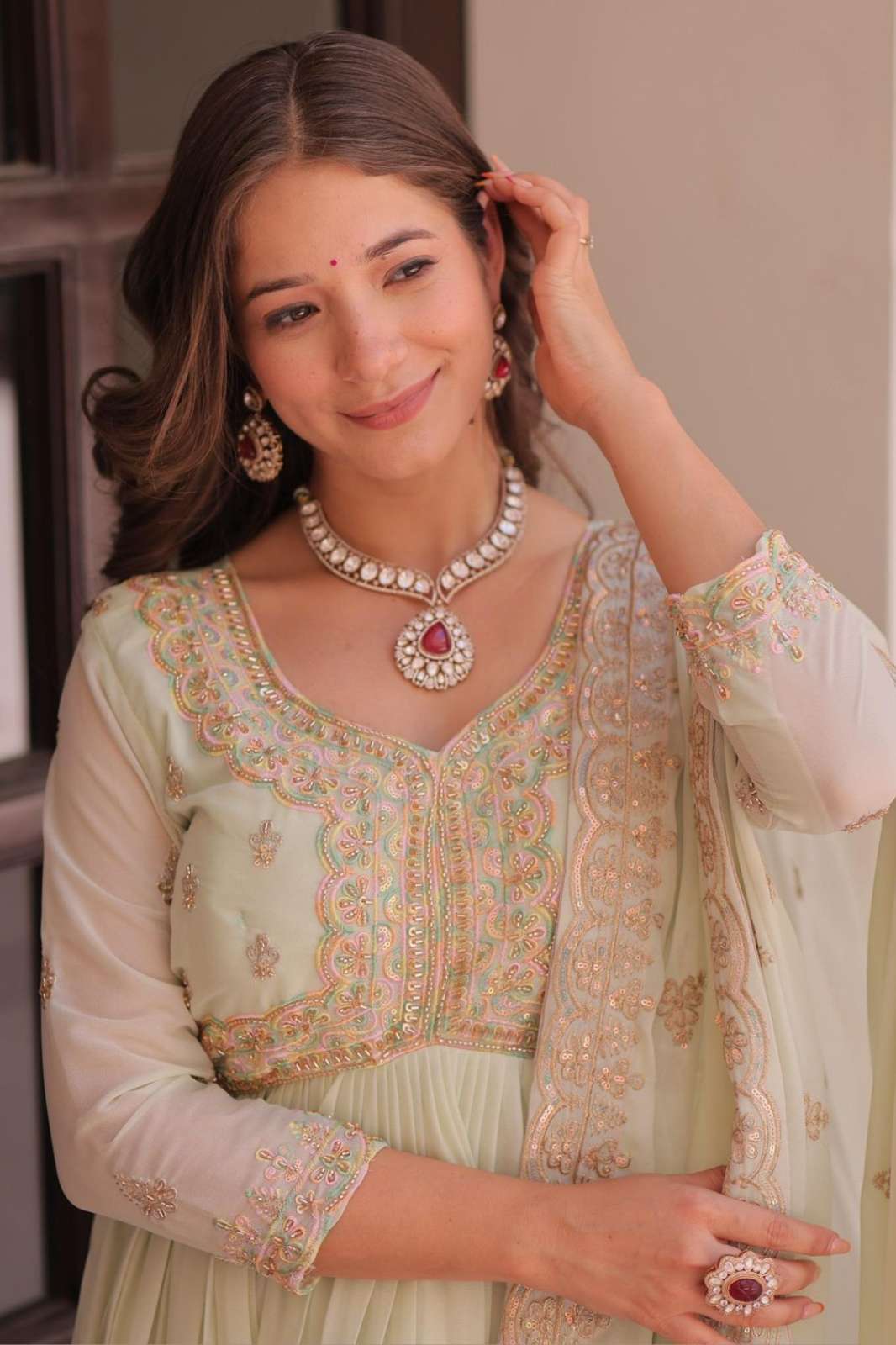 Fashionbazar365 LW 9298 Designer Georgette Gown Dupatta Set