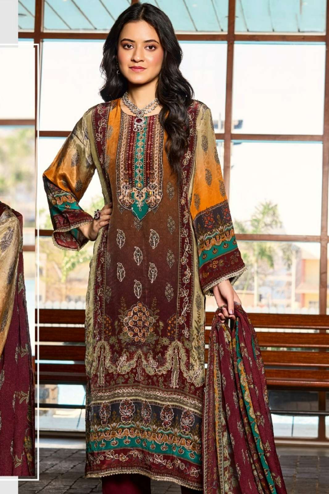Fepic ROSEMEEN CRAPE PRINTE NATURAL CREPE PRINTED EMBROIDERED PAKISTANI SUIT 
