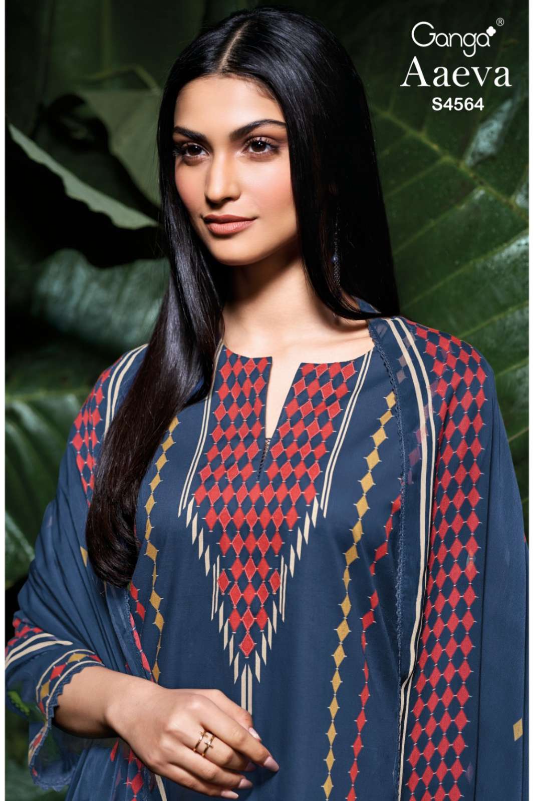 GANGA AAEVA S4564 PREMIUM COTTON SATIN PRINTED SALWAR SUIT