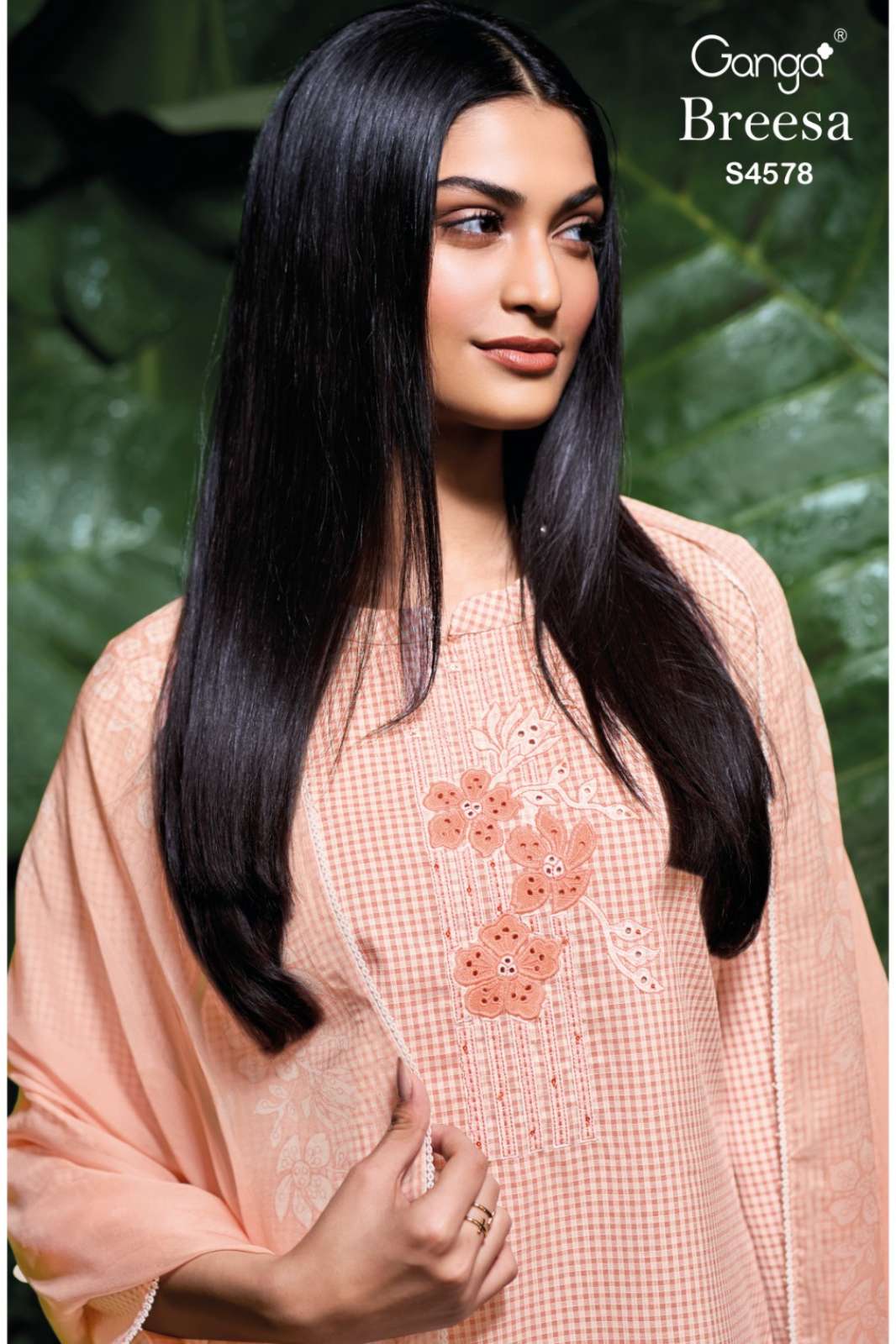 GANGA BREESA S4578 PREMIUM COTTON CHECKS DESIGNER EMBROIDERY SALWAR SUIT