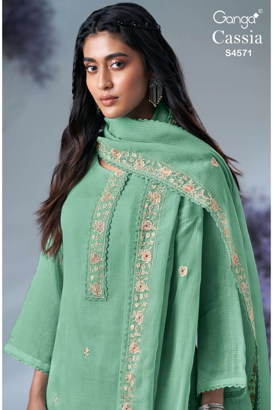 GANGA Cassia S4571 PREMIUM PURE BEMBERG KOTA SOLID COLOR SALWAR SUIT