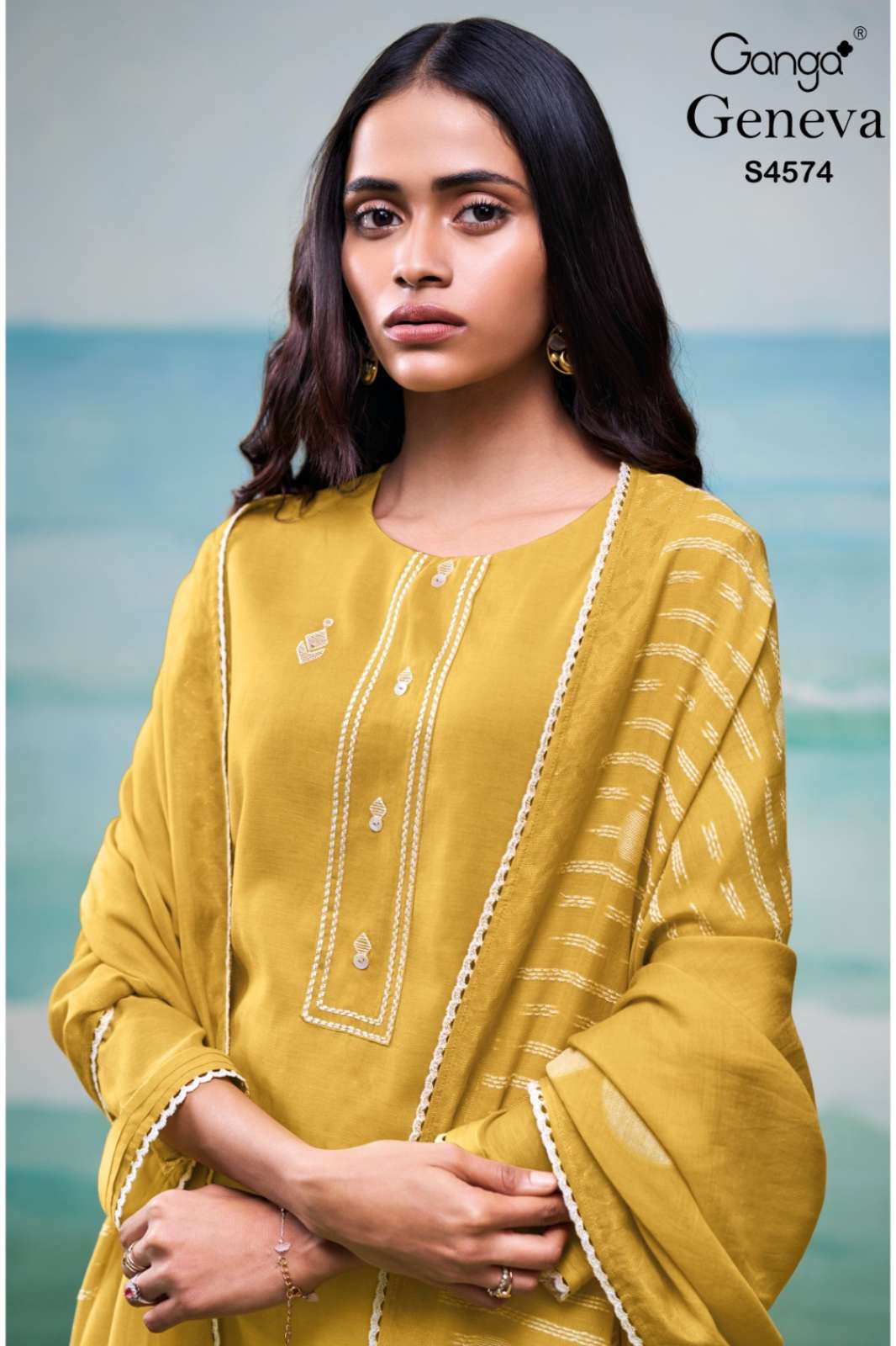 GANGA GENEVA S4574 PREMIUM PURE MUL SOLID COLOR WITH EMBROIDERY SALWAR SUIT