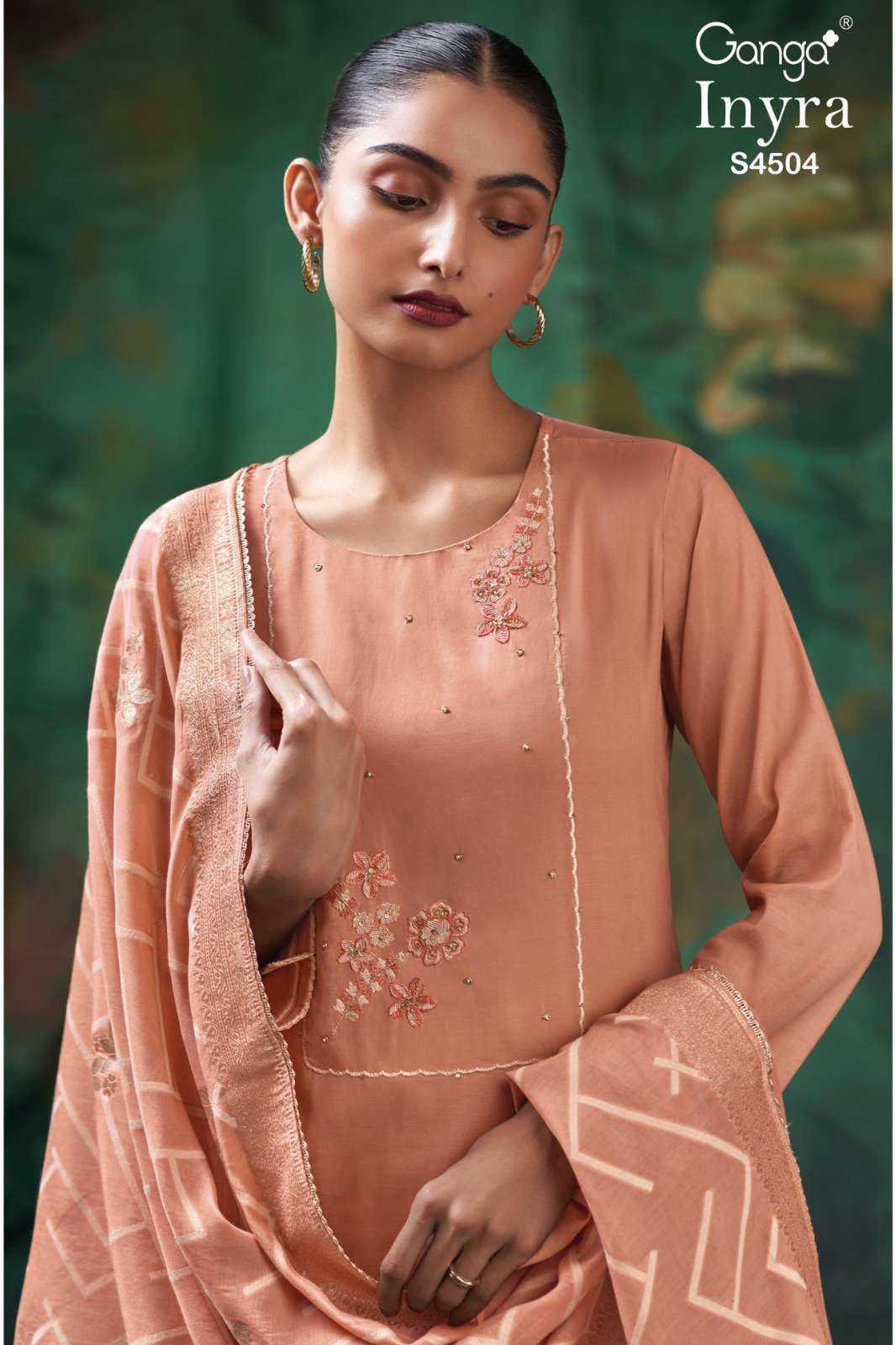 GANGA INYRA S4504 TOP PREMIUM PURE MUL SOLID COLOR SALWAR SUIT