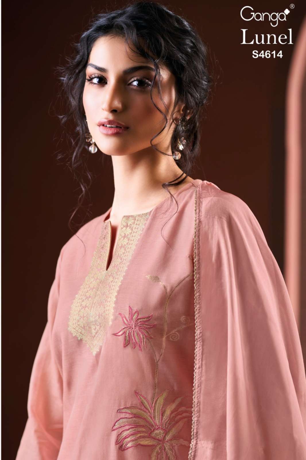 GANGA Lunel 4614 PREMIUM PURE MUL JACQUARD DESIGNER SALWAR SUIT