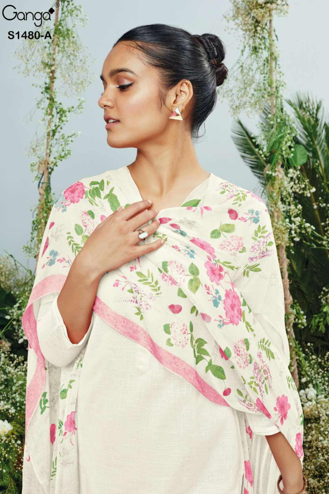 GANGA Ora 1480 SUPERIOR COTTON LINEN SOLID DESIGNER SALWAR SUIT