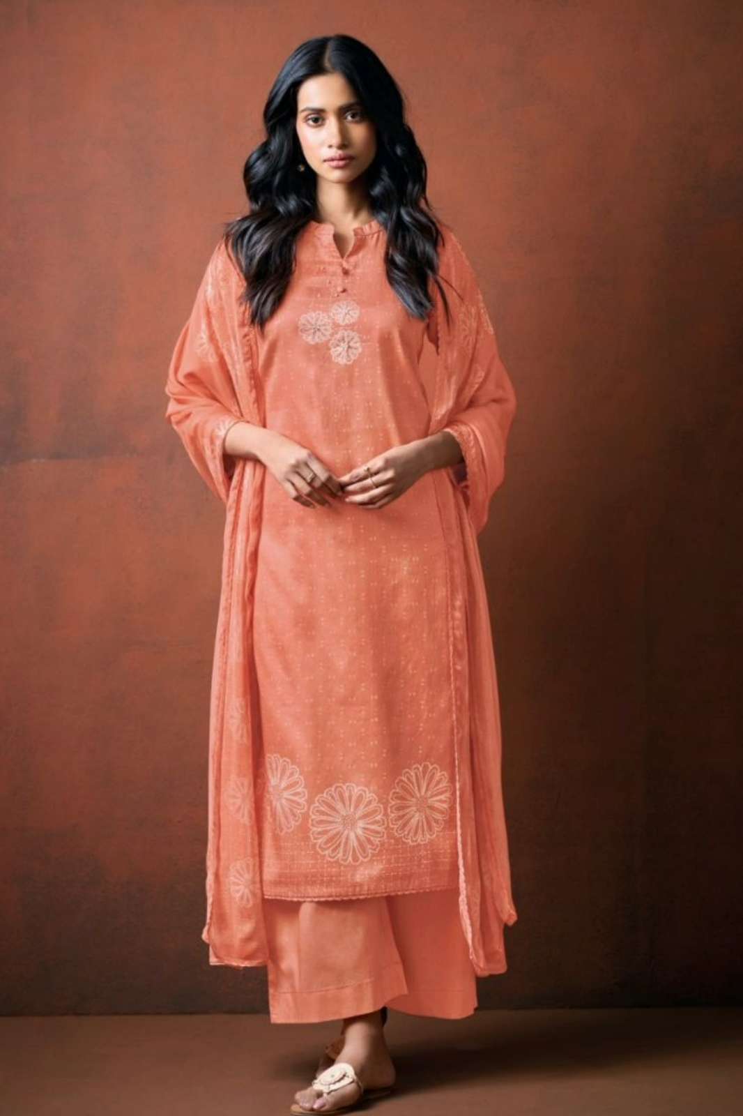 GANGA Presents GIREL 4592 PREMIUM COTTON SATIN PRINTED WITH HANDWORK SUIT 