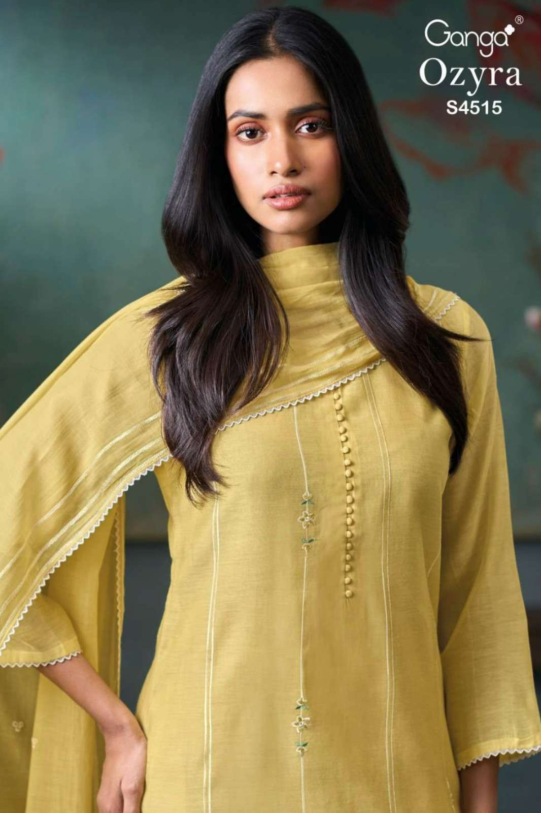 GANGA Presents OZYRA 4515 PREMIUM PURE BANARASI MUL SOLID COLOR EMBROIDERED SUIT 