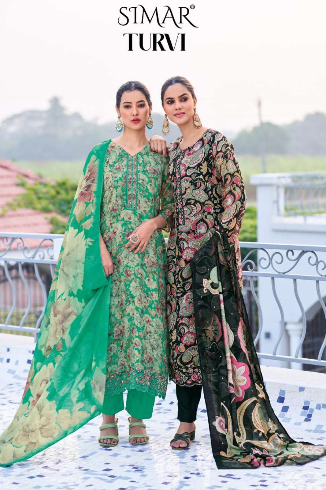 Glossy Turvi Star Burberry Digital Printed Designer Salawar Suit