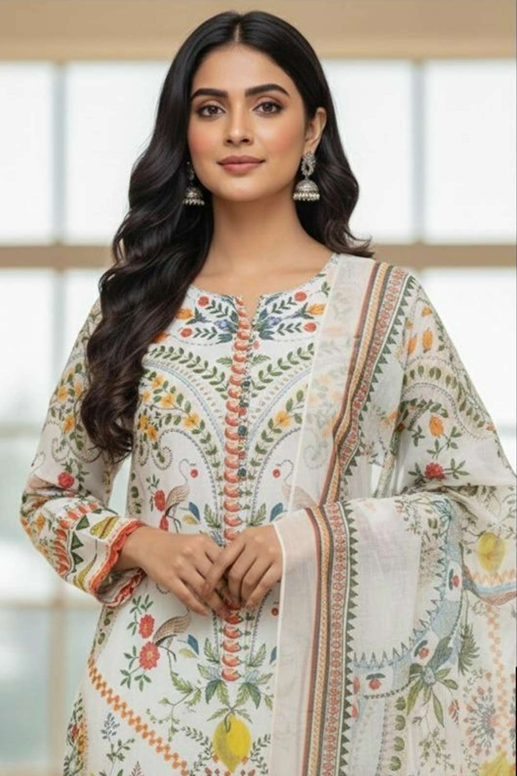 HOOR TEX HF 409 & 410A PRINTED SATIN RAYON PAKISTANI SALWAR SUIT 