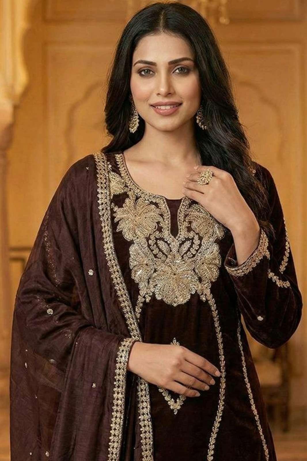 HOOR TEX HF 571 STUNNING CHINON EMBROIDERED PAKISTANI SUIT FOR WHOLESELLER
