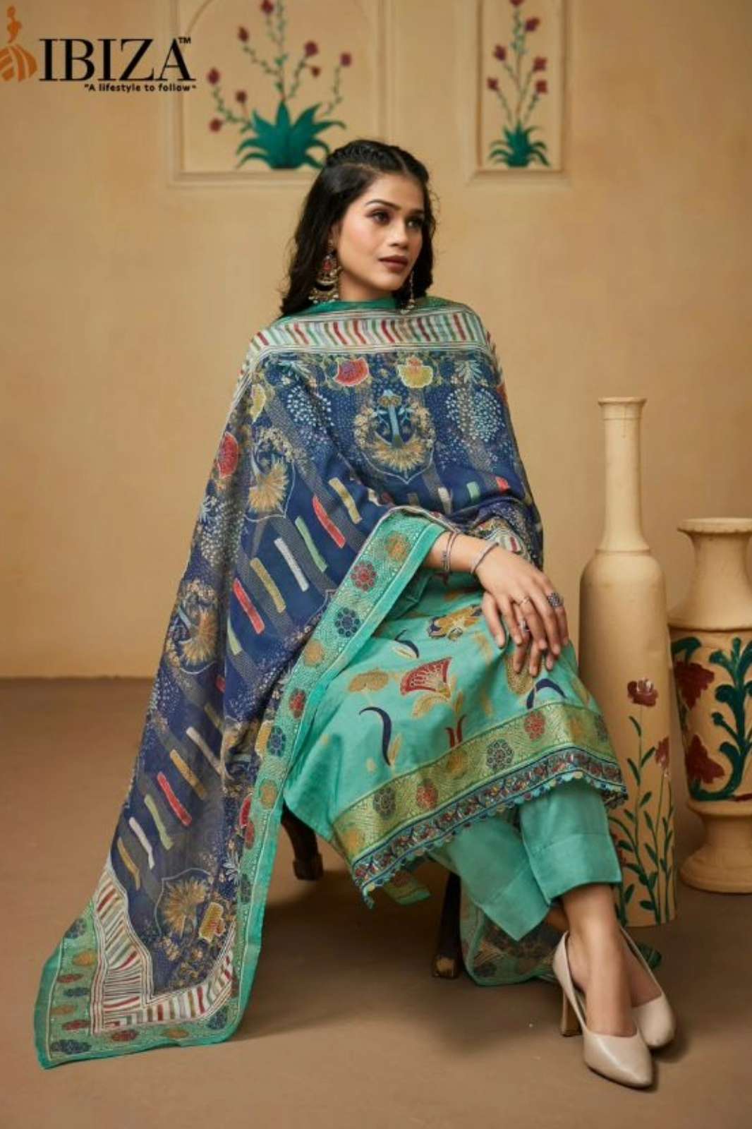 IBIZA FASHION STORY PURE GUCCI SILK DIGITAL & FOIL PRINT WITH EMBROIDERY WORK SUIT COLLECTION