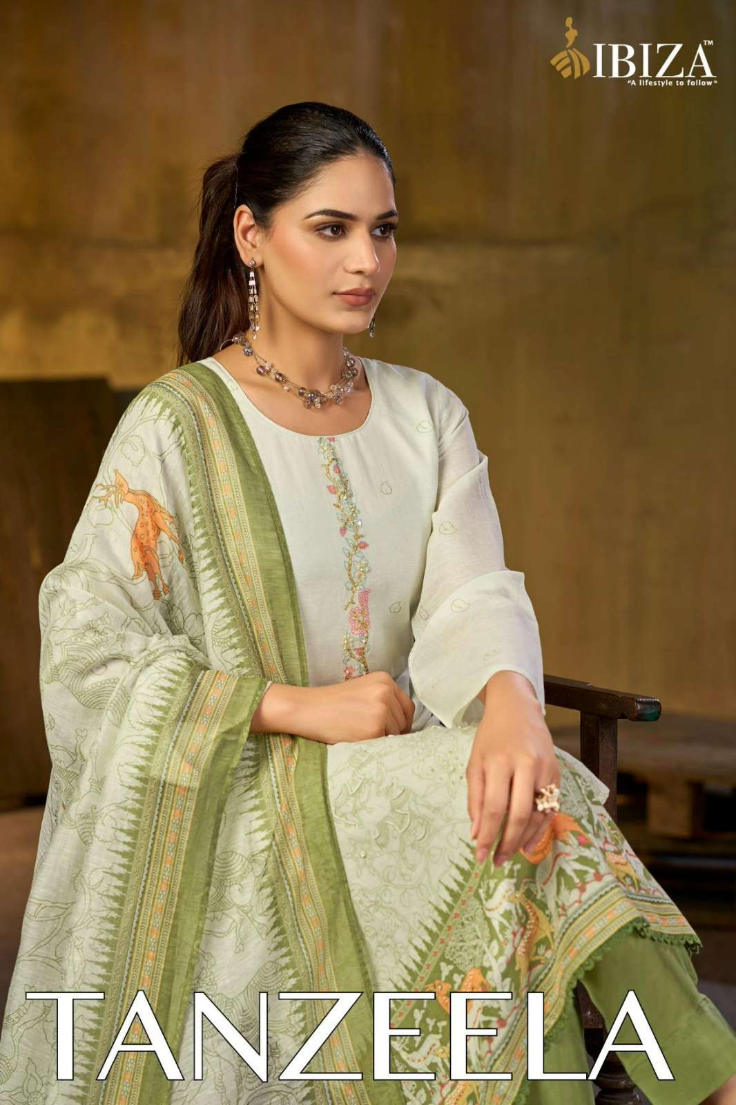 IBIZA TANZEELA PURE LILEN  DIGITAL PRINTED DESIGNER SALWAR SUIT