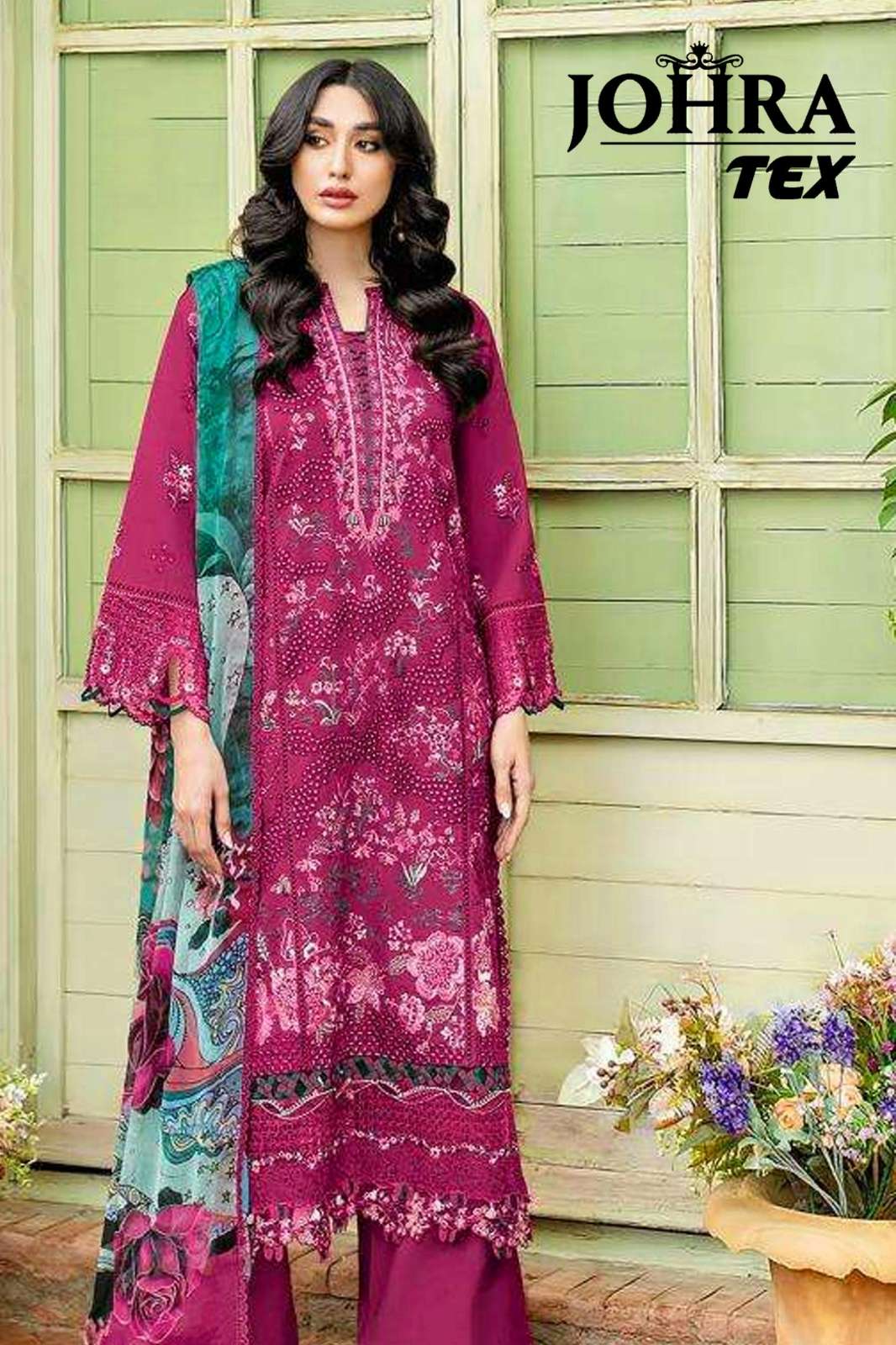 JOHRA TEX JT 193 RAYON COTTON WITH EMBROIDERED WORK SUIT COLLECTION 