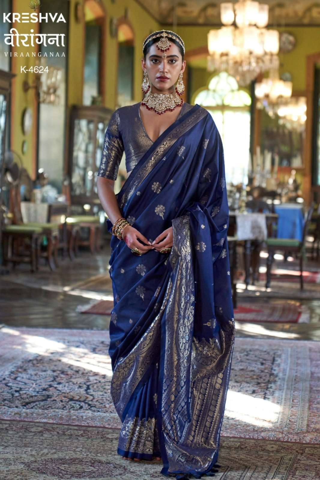 KRESHVA VIRAANGANA SOFT SILK DOUBLE ZARI WEAVING HANDWORK SAREE COLLECTION