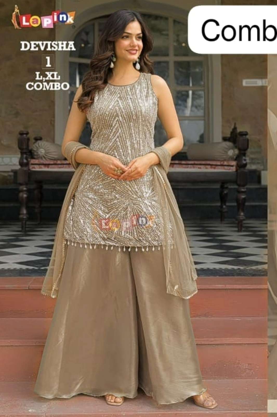 Lapink 21231 Ready to Wear Piping & sequence work Shimer fabric sharara set with Dupatta