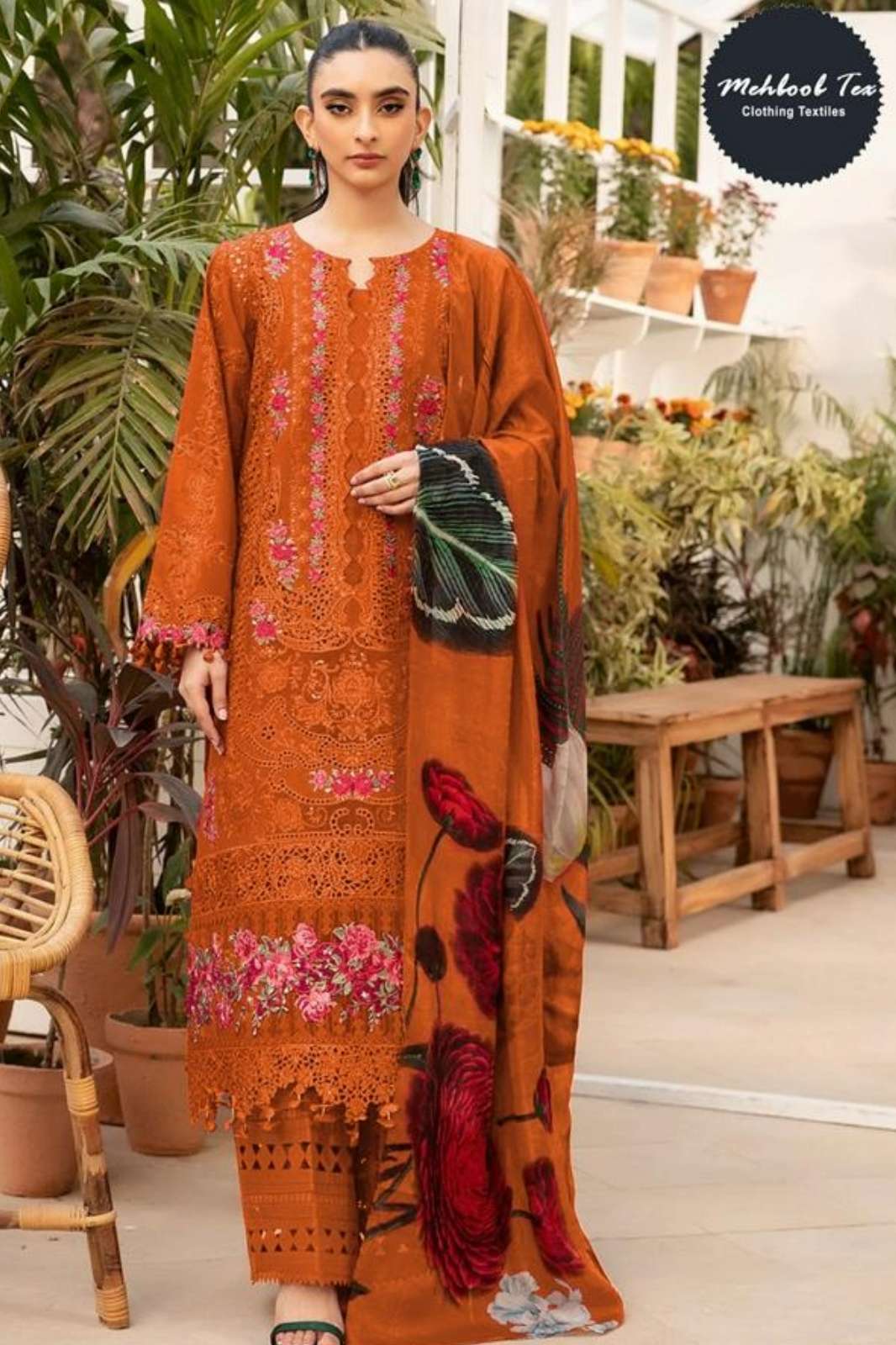 MEHBOOB TEX 1716 D Pure Cotton Hand Embroidery Work Pakistani Suit