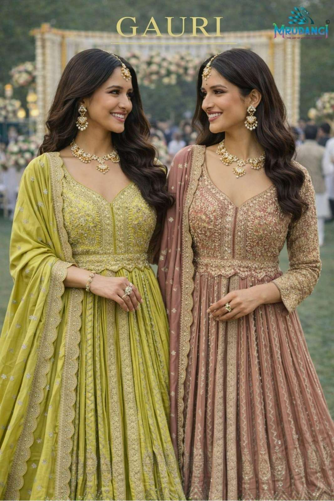 MRUDANGI PRESENT GAURI READY TO WEAR REAL CHINON HEAVY EMBROIDERED GOWN