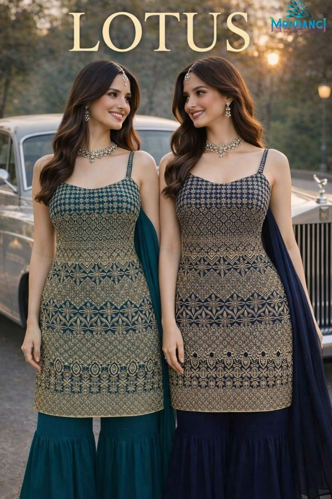 MRUDANGI PRESENT LOTUS REAL GEORGETTE HEAVY EMBROIDERED SEQUENCE WORK SHARARA SUIT 