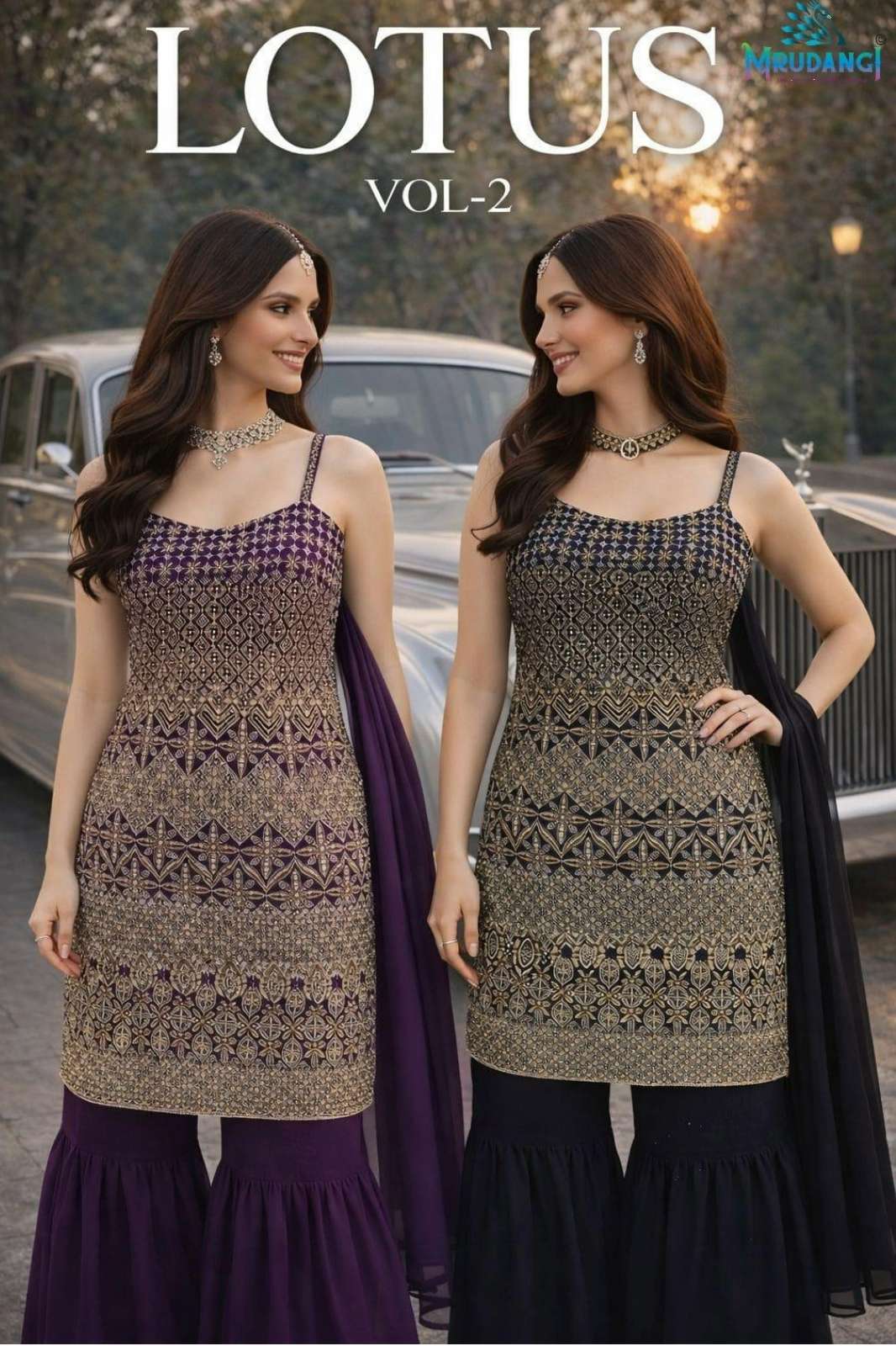 MRUDANGI PRESENT LOTUS VOL 2 REAL GEORGETTE EMBROIDERED SEQUENCE WORK SHARARA SUIT