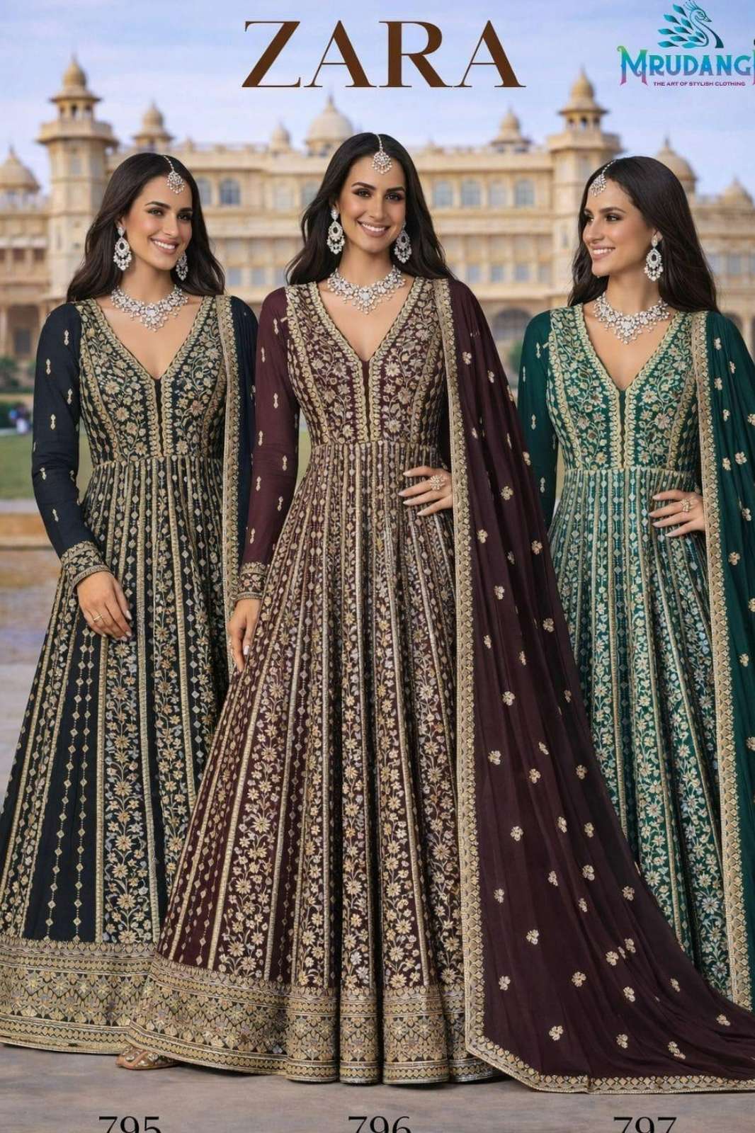 MRUDANGI PRESENT ZARA REAL CHİNON SILK EMBROIDERED GOWN