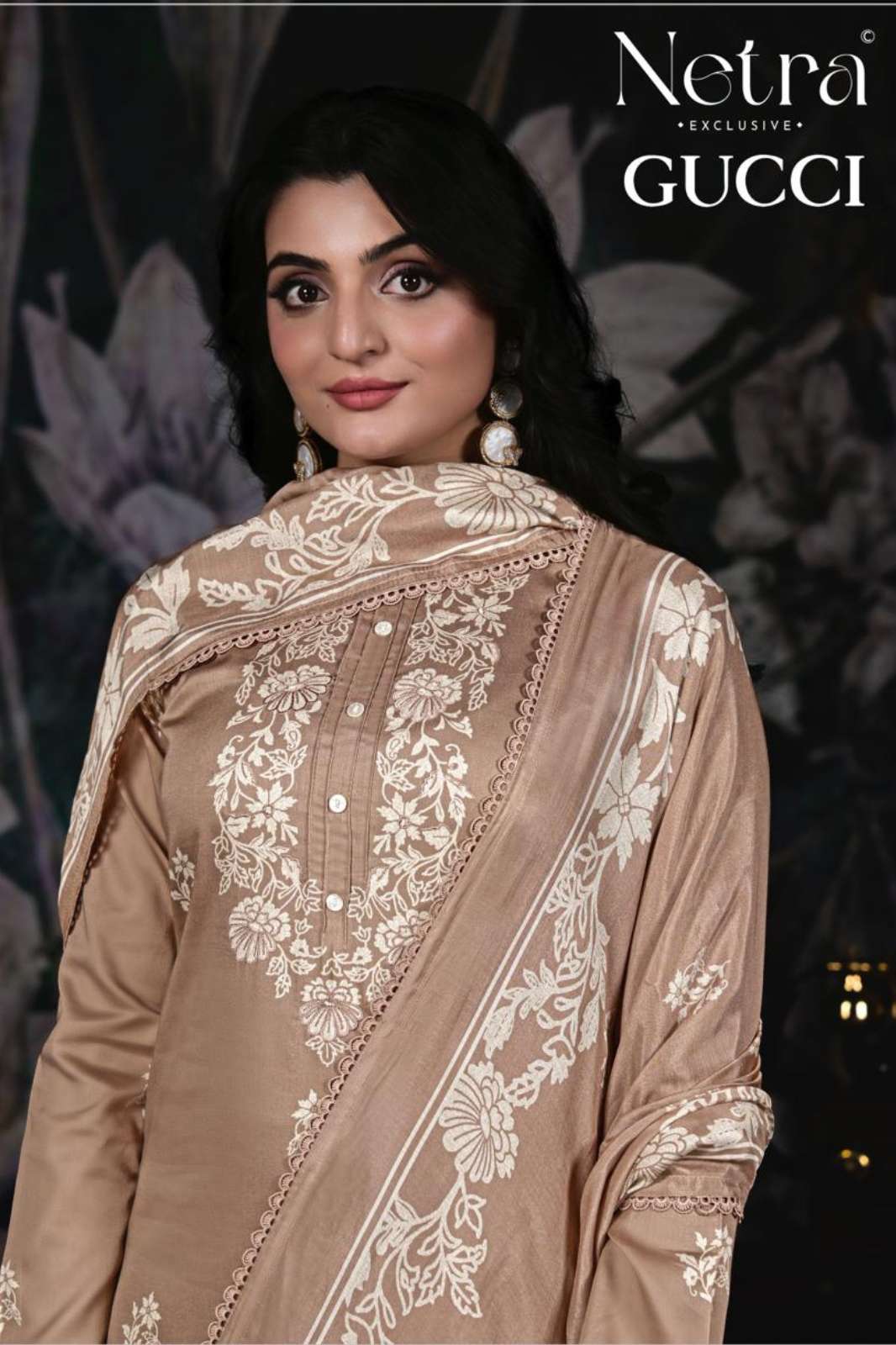 NETRA GUCCI LATEST DESIGNER PREMIUM COTTON SATIN SALWAR SUIT