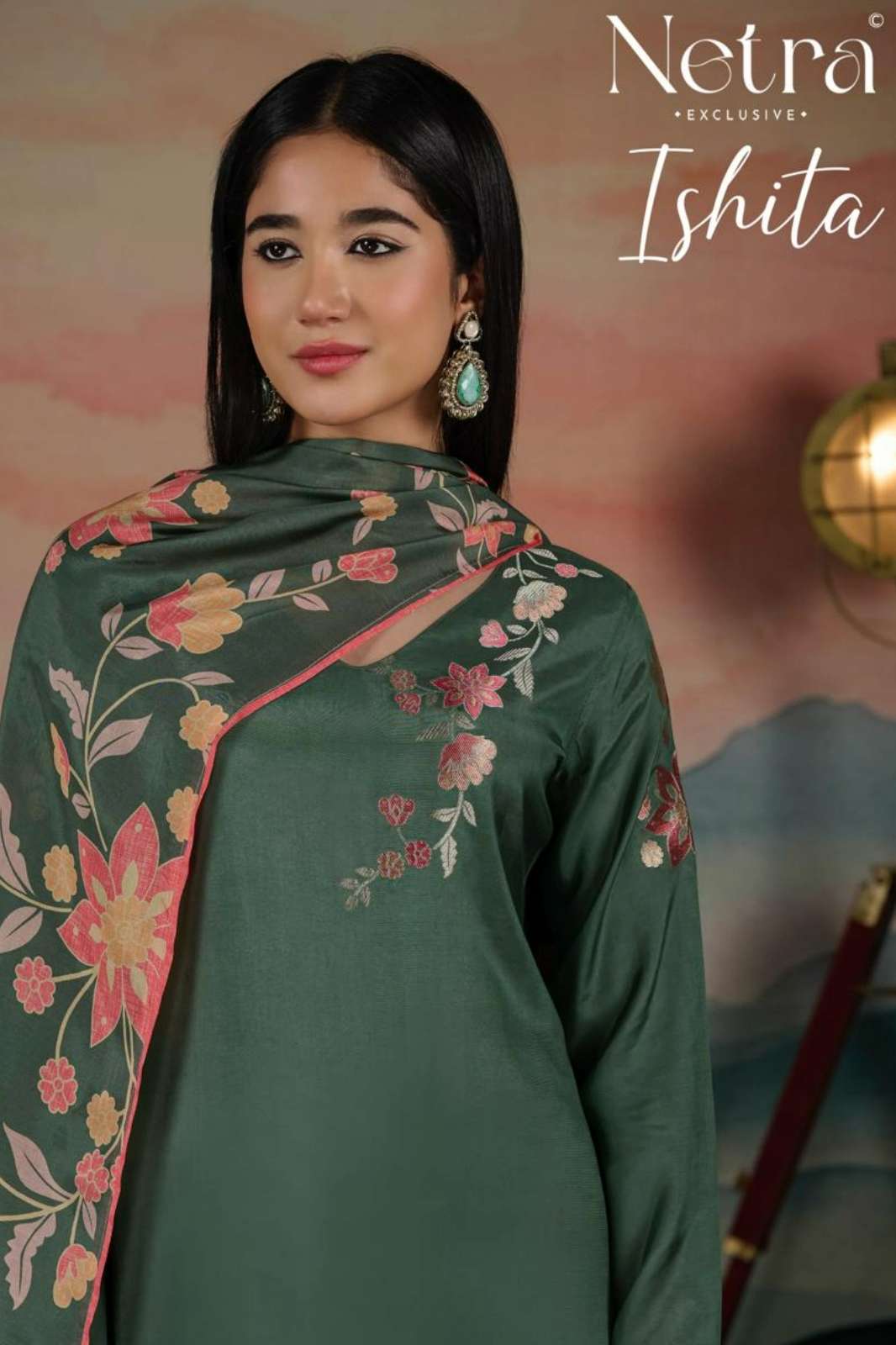 NETRA ISHITA PURE BEMBERG MUSLIN SILK JACQUARD SALWAR SUIT