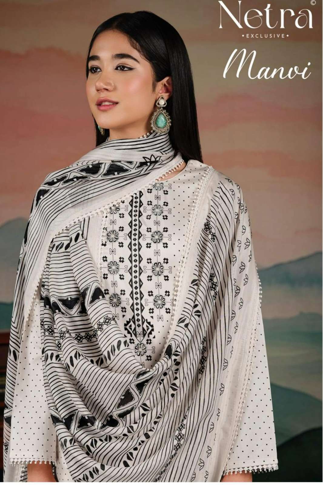 NETRA MANVI PURE COTTON DESIGNER HAND EMBROIDERY SALWAR SUIT