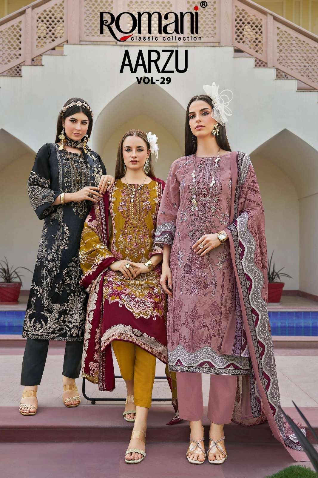 ROMANI Presents AARZU VOL 29 Festive Collection Digital Printed Cotton Suit with Embroidery work