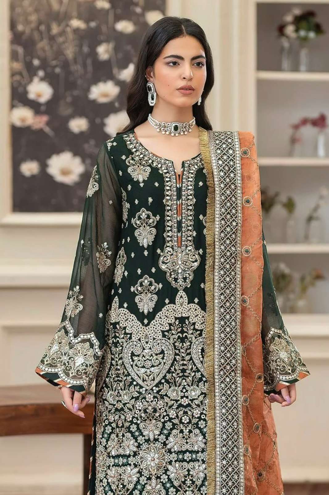 SAJIDA ALAYA VOL 10 GEORGETTE SUIT WITH HEAVY EMBROIDERED WITH KHATLI WORK