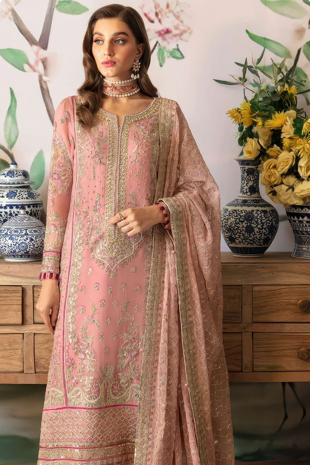 SAJIDA ANAYA VOL 9 DNO 1093 1135 1136 GEORGETTE SUIT WITH HEAVY EMBROIDERED 