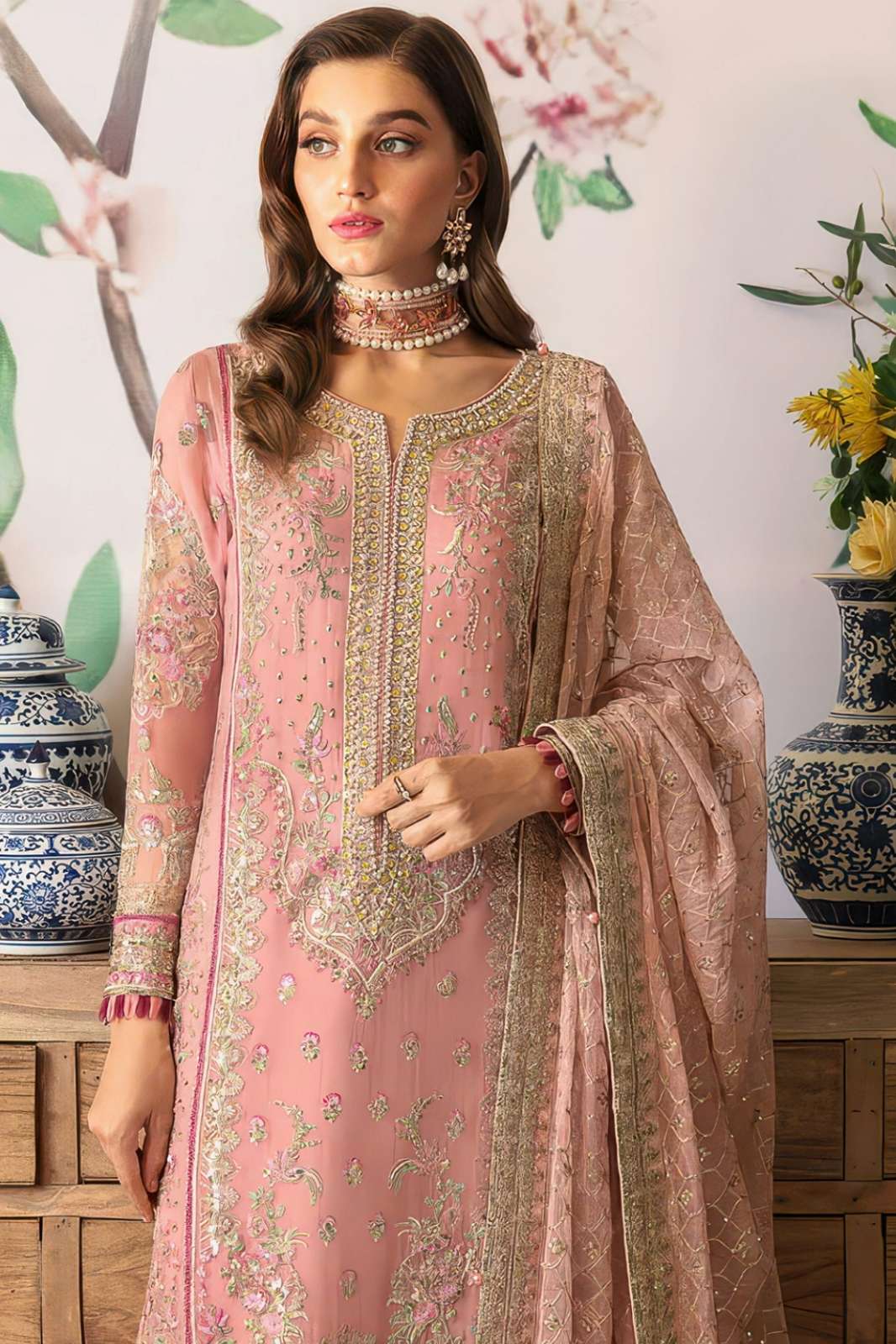 SAJIDA ANAYA VOL 9 Georgette Embroidery Work Pakistani Suit