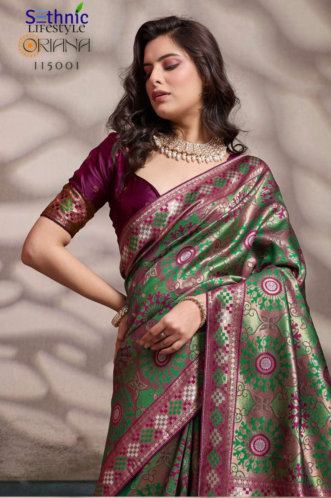 Sethnic Lifetstyle Oriana 115001 TO 115006 Soft Silk Zari and Meenakari Woven work Festive wear Saree Collection