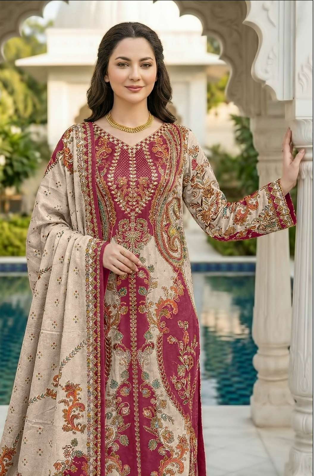 Shree Fab KT 334 Pure Viscous Maslin Digital Print and  Aari Work Suit collection