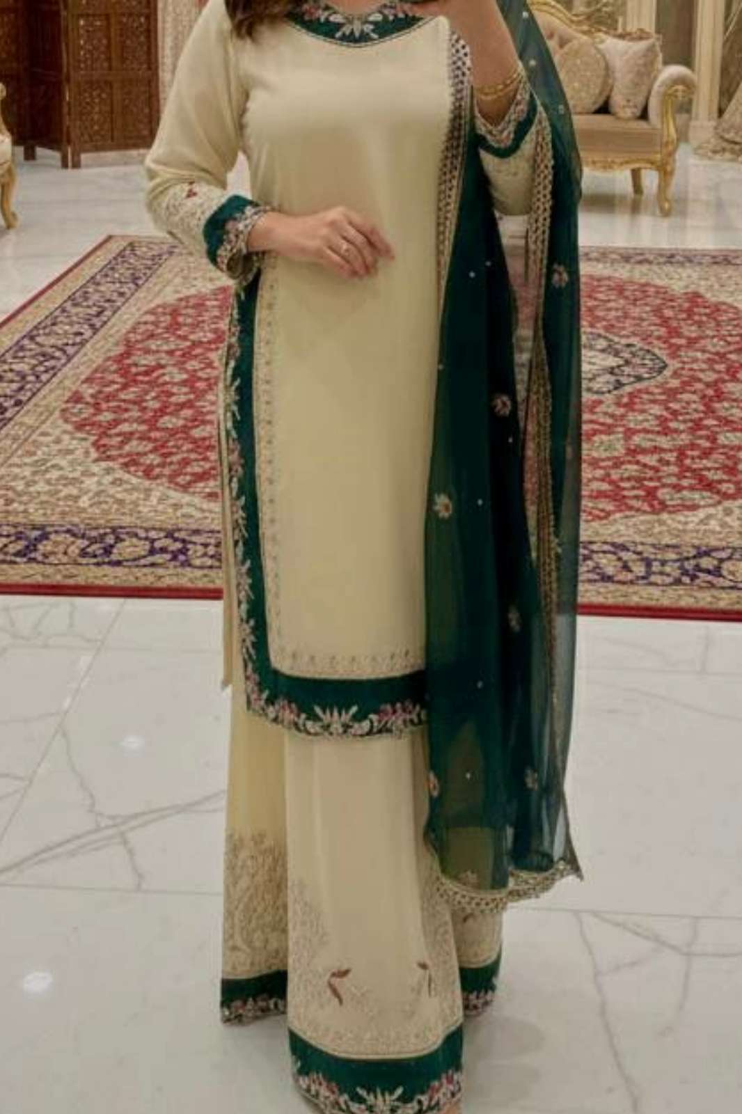 SHRI BALAJI 20923 Ready to wear HEAVY FUAX GEORGETTE EMBROIDERED SEQUENCE AND HAND WORK SUIT 