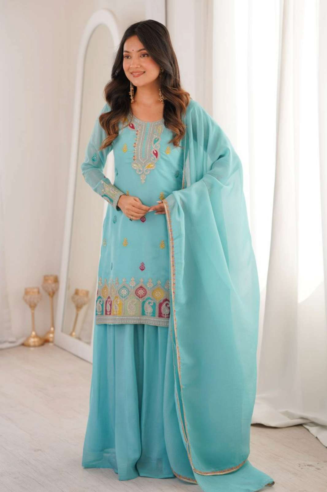 SHRI BALAJI 20938 Ready to wear BLOOMING VICHITRA SILK HEAVY WORKED SUIT 