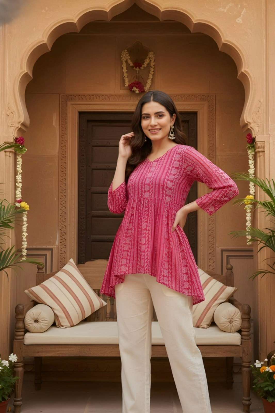 Shri balaji 425 Woman fancy Georgette Printed top 