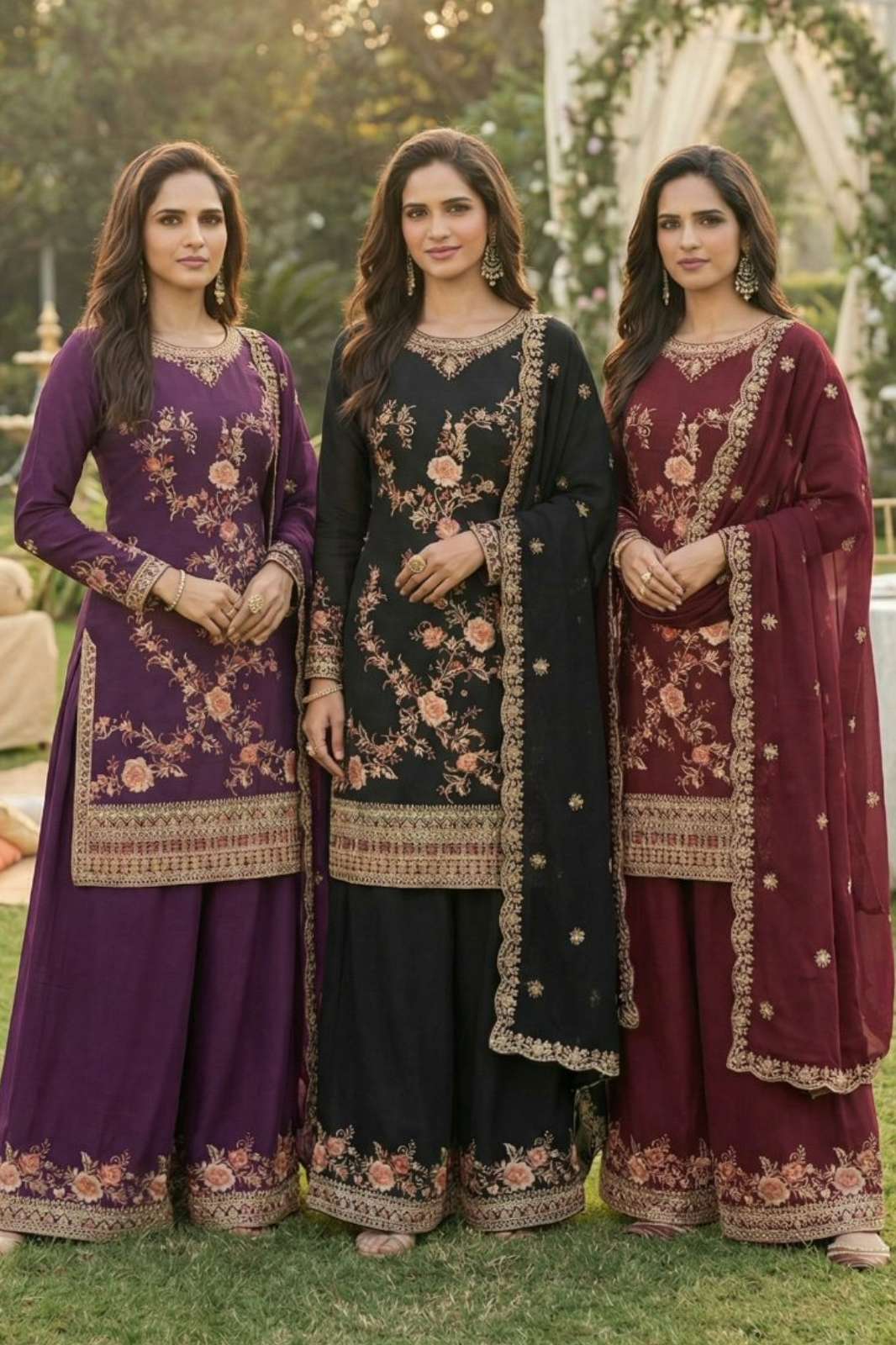 Shri Balaji Emporium  20977 Heavy Chinon silk Embroidered Work Suit