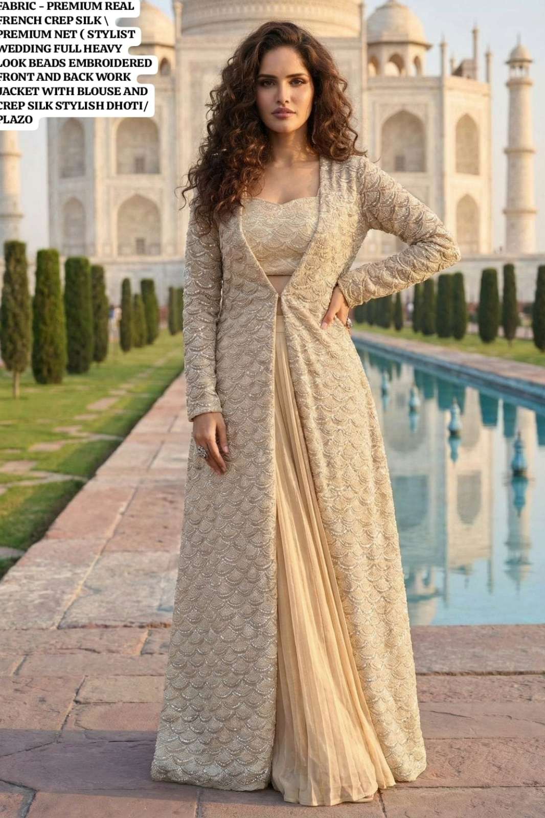 Shri Balaji Emporium 20986 REAL FRENCH CREP SILK STYLIST EMBROIDERED INDO WESTERN