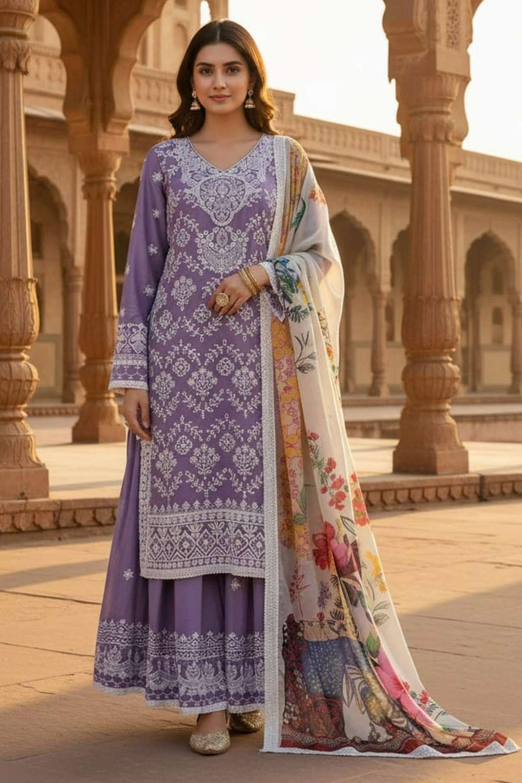 Shri Balaji Emporium 21056 Rayon With Cotton Thread Embroidery Work And Sequence Work Suit